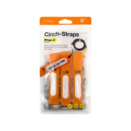 WRAP-IT Cinch Strap, No Adhesive, 8 in, Orange 209-08OR